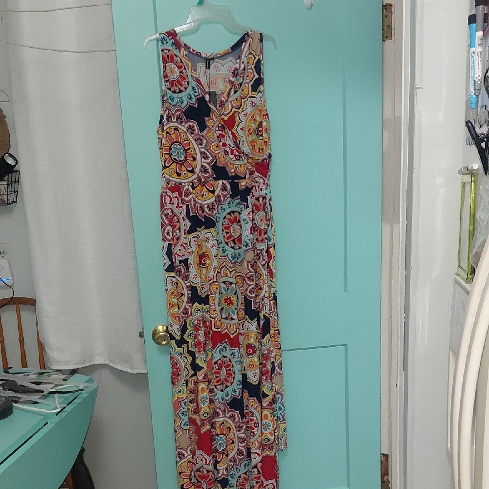 Multicolor Maxi Sundress with Scoop Neck for Resort Wear